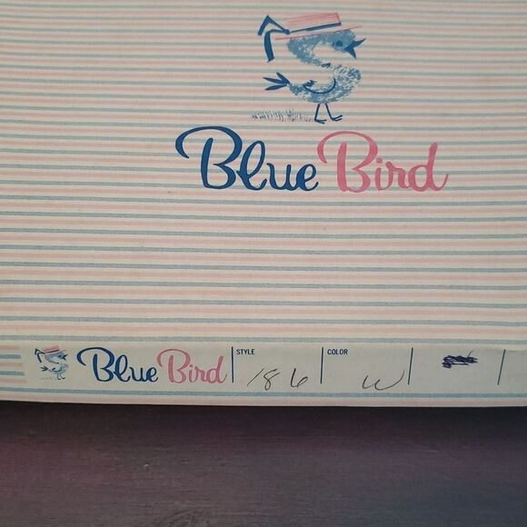 Vtg 1960 Blue Bird Knitwear Knit Baby Sweater Cap And Booties With Original Box - Picture 9 of 9